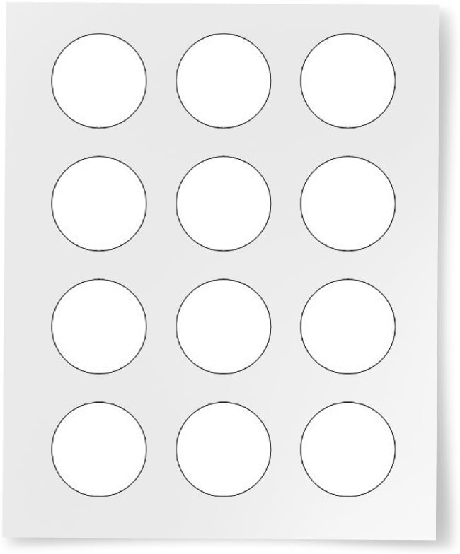Digiorange 2" Round Circle White Stickers for Laser & Inkjet Printers,12 Per Sheet (100 Sheets)