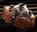 Tonnier Mens Watches Leather Band Calendar Casual Watches for Men, Coffee and Rose Gold
