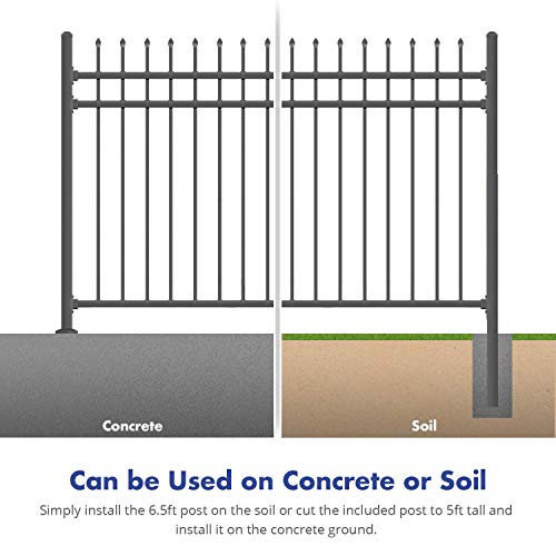 XCEL Fence Black Steel AntiRust Fence Panel Sharp End Pickets 6