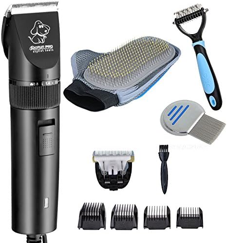 Iellvevie Low Noise Corded Pet Electric Clippers Grooming Trimming Kit Set for Small Medium Large Pet Dogs and Cats