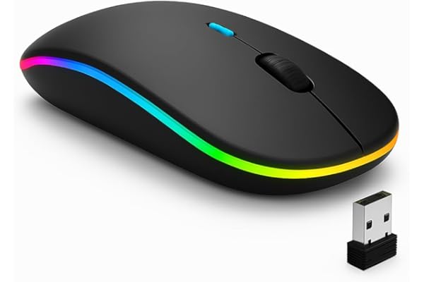 Mouse Sem Fio Recarregável Wireless Bluetooth Optico Led Rgb Colorido Ergonômico Usb 2.4 Ghz Notebook Computador Pc Desktop Linha Premium - Cores Sortidas