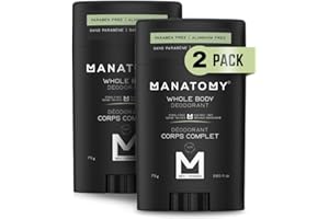 MANATOMY Whole Body Deodorant for Men (Pack of 2), Aluminum-Free All-Over Deodorant Stick, Odor Control, Moisture Absorbing &