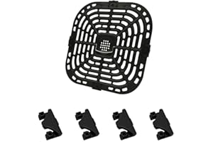 SundiooK Air Fryer Grill Pan Replacement with 4 Rubber Bumpers, 10"" x 9.5"", Stainless Steel Crisper Plate for Instant Vorte