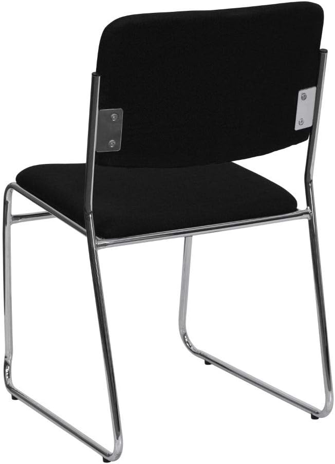 Flash Furniture HERCULES Series 500 lb. Capacity Black Fabric High Density Stacking Chair with Chrome Sled Base: Furniture & Decor
