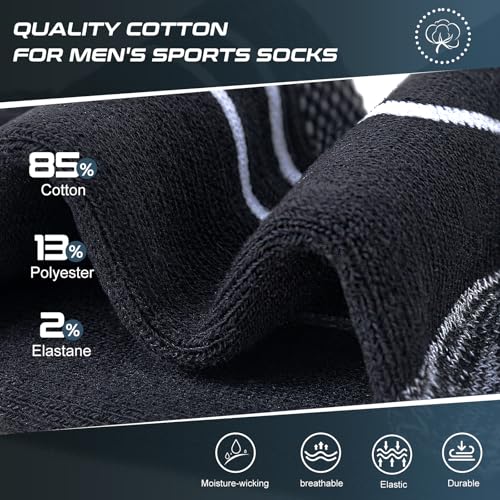 inaWarm Men's Cotton Hiking Socks, 5 Pairs, Cushioned and Breathable | 85% cotton with full cushioning and breathable mesh; moisture-wicking crew socks for walking, trekking, work and sports