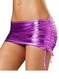 Holly Gibbons Women's Shiny Metallic Side-Tie Ruched Mini Skirt with Inside Panty