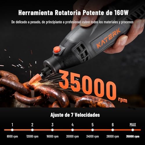 Herramientas de Amoladora 160W, Kit de Herramienta Rotativa de Velocidad Variable con Eje Flexible, 35000RPM,Mini Amoladora Eléctrica con 155 Accesorios para Grabar, Taladrar, Cortar, Esmerilar