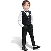 Nwada Boys Suit Set Formal Dress Shirt with Bow Tie, Slim Vest and Pants Toddler Boy Clothes Suits