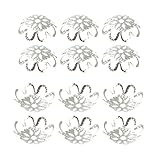 500PCS 10mm Gold Tone Flower Bead Caps Hollow Flower Bead Caps For Jewelry Making (silver)