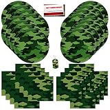 Military Army Camo Camouflage Happy Birthday Party Supplies Bundle Pack for 16 Plus Camoflage Dog Tag