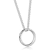 GAVU Men’s Tungsten Ring Necklace, Ring Circle Sivler Pendant Necklace for Men