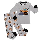 PHOEBE CAT Big Boys' Dinosaur Pajamas 100% Cotton 2-Piece Toddler Clothes Set Children Sleepwear
