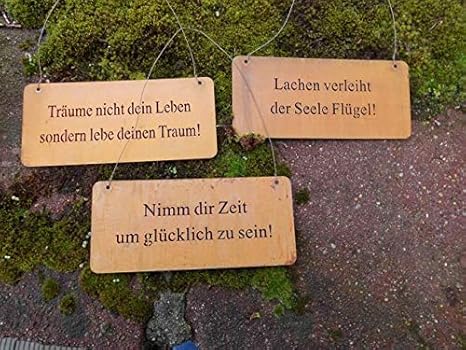 Deko Impression 3er Set Dekorative Schilder Spruche Weisheiten Leben Eisen Rostig Amazon De Garten