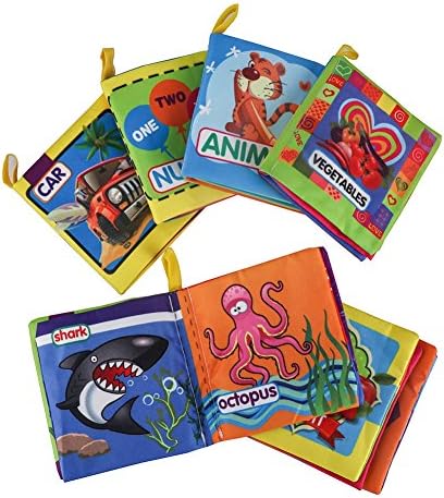 Youbedo Baby's Soft Cloth Book Non-Toxic Fabric Educational Book With A Rustling Sound- Pack of 6