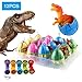 Kictero 12 Pcs Dinosaur Eggs with Bonus10 Pcs Dinosaur Stamps, Crack Easter Dinosaur Eggs That Hatch in Water, Grow Eggs with Dinosaur Figures Inside Toy for Boys/Girls, Birthday Party Favors