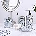 Whole Housewares Bathroom Accessories Set, 4-Piece Glass Mosaic Bath Accessory Completes with Lotion Dispenser/Soap Pump, Cotton Jar, Soap Dish, Toothbrush Holder (Blue Ink)