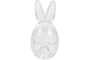 Garneck Clear Glass Bunny Ears Storage Jar: Easter Candy Jar with Cracked Bunny Ear Lid - Decorative Cookie Canister Treat Co