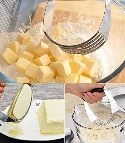 MUZOCT Dough Blender Pastry Cutter Professional Flour Mixer with Stainless Steel Blades for Pasta, Pie Crust and Cake - Thumbnail 2