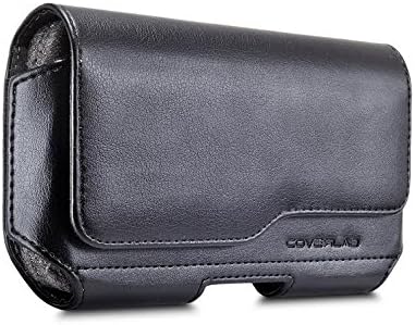 Samsung Galaxy S9+ Plus / S8+ Plus / Note 8 ~Super Large High End Pouch Leather Case Belt Loop Holster(Fits Phone With Otterbox Defender/LifeProof WaterProof/Mophie Juice Pack Cover) (Black#1)