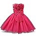 NNJXD Girl Sleeveless Lace 3D Flower Tutu Holiday Princess Dresses Size 5-6 Years Rose red