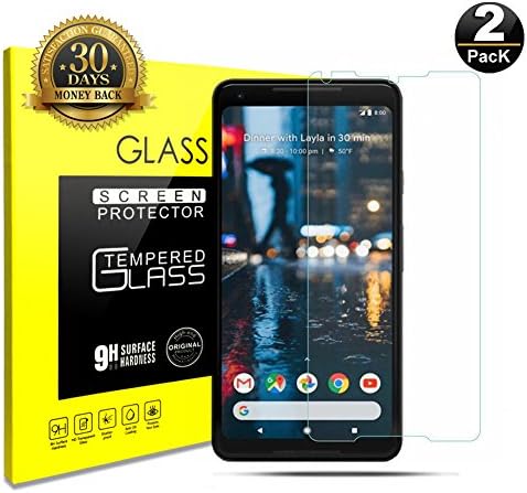 Google Pixel 2 XL Screen Protector Bubble Free 9H Hardness Anti-Fingerprint Easy to Install HD Clear Tempered Glass Screen Protector for Google pixel 2 XL (2-Pack)