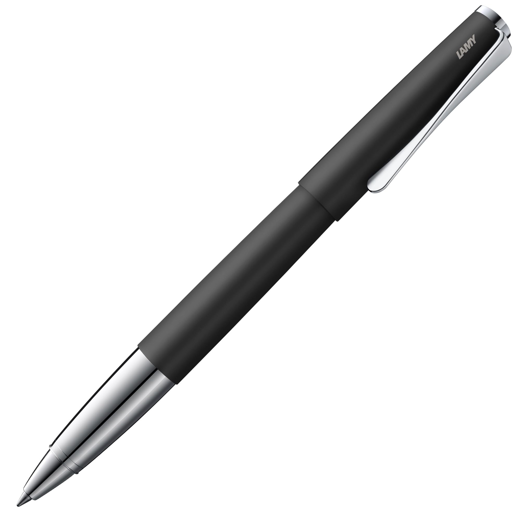 Lamy studio black - rollerball pen in elegant metal barrel - with propeller-shaped clip & in line width M M 63 rollerball refill in black