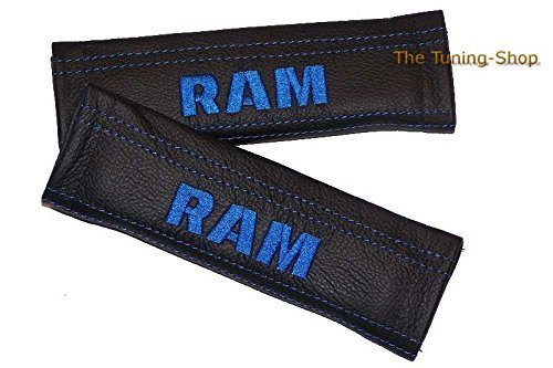 2 x Sicherheitsgurt Bezüge Pads Schwarz Schultertasche Leder blau RAM Edition