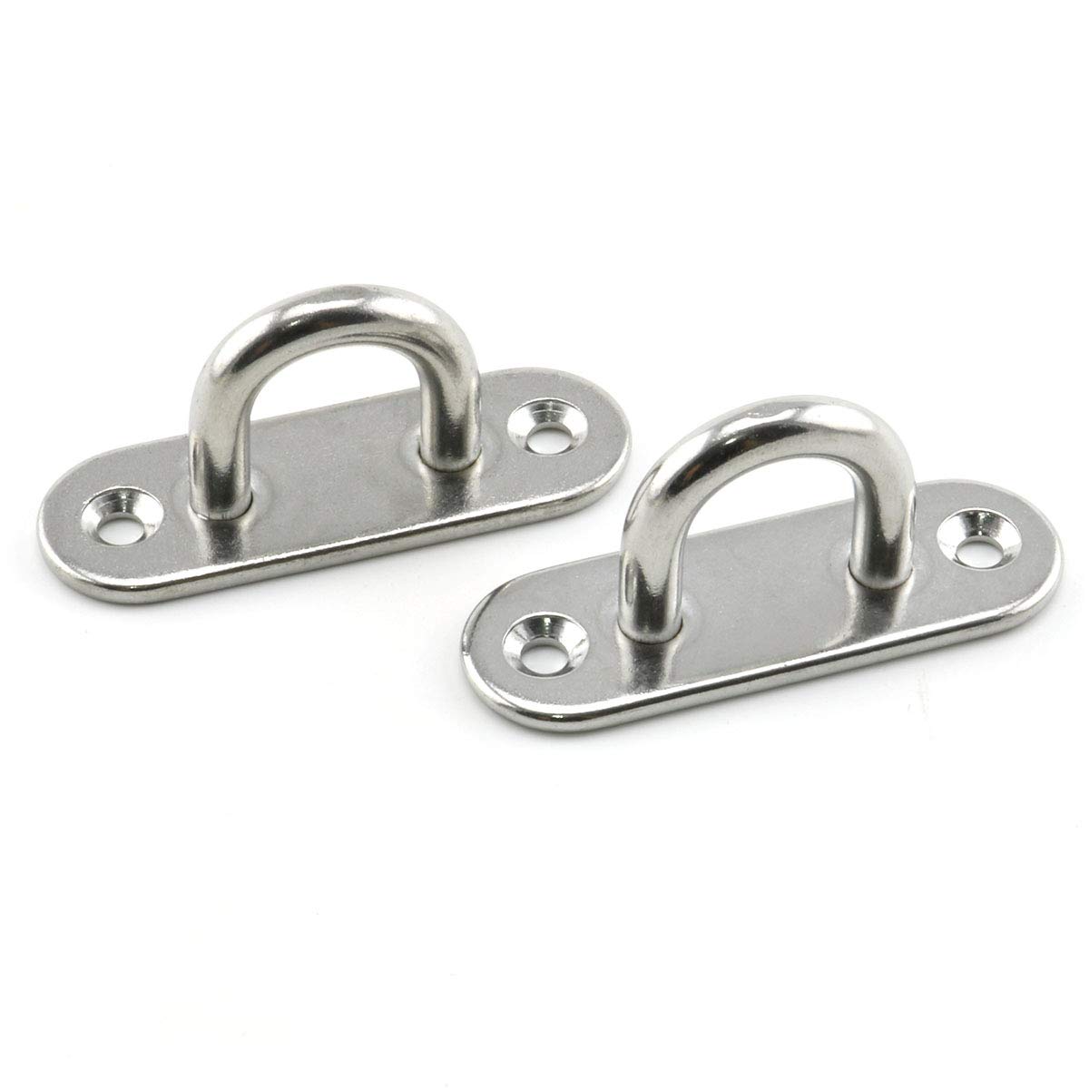 Lind Kitchen 2-Pack M6 Strip Type Eye Plate with Enclosed Hook 304 Stainless Steel Heavy Duty Ceiling & Wall Mount Hanging Hardware Fitting for Yoga Hammock Swing Marine Boat Application