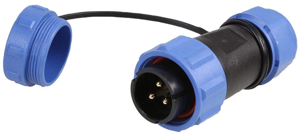 PRO ELEC Circular Threaded Inline Connector Plug – 3-Pole, 7-12mm Cable, IP68, 500V AC, 30A – PELR0157