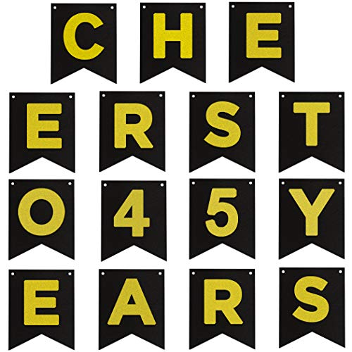 45th BIRTHDAY PARTY DECORATIONS KIT - Cheers to 45 Years Banner, Sparkling Celebration 45 Hanging Swirls, Perfect 45 Years Old Party Supplies 45th Anniversary Decorations