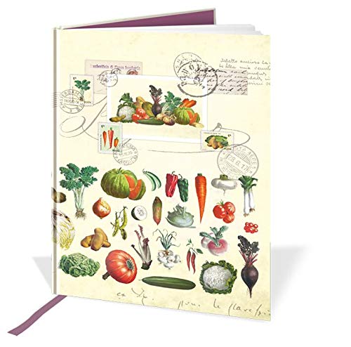 A5 Casebound Notebook - Vegetables Design - 120 Pages - Ruled & Silk Ribbon - Size - 210mm x 148mm