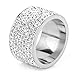 Jewelrysays 12MM Wide 8 Row Clear Crystal Ring Men Women Stainless Steel Iced Out Rings(Silver,9)