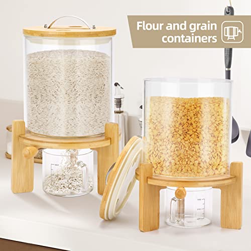 Rice Dispenser, Glass Rice Dispenser with Stand, Food Storage Containers for Kitchen