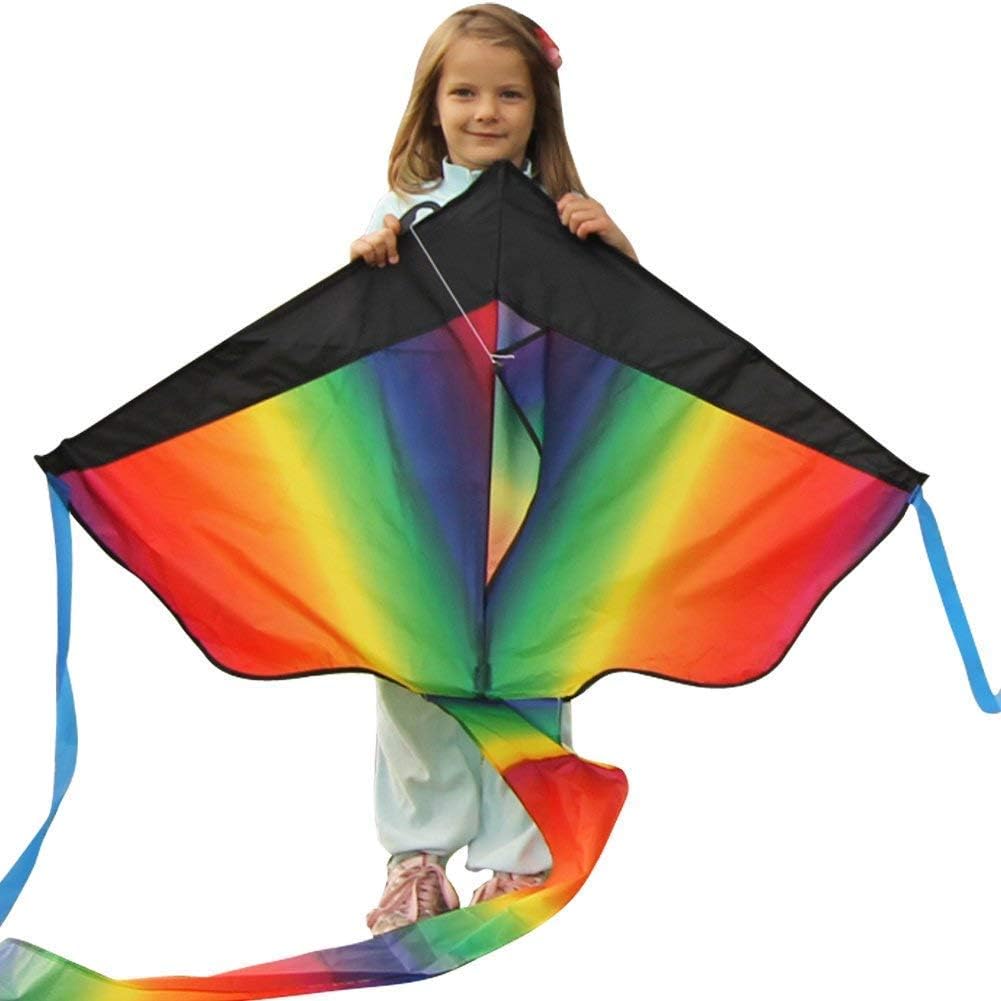 2 Pack Kites for Kids Ages 4-8 - Large Rainbow Kite and Ice Cream Kite for Boys and Girls with 50 LB x 328-ft - Twisted Kite Line - Easy to Fly and Easy to Assemble Kids Kites, Weatherproof Beach Kite: Toys & Games