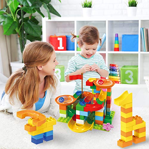 Ranphykx Building Blocks Toys for Children Learning Colors with Marble Run for Kids Toy 90 Pieces