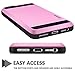 iPhone 5S Case, iPhone 5 Case, Vofolen Impact Resistant iPhone 5S Wallet Case Hybrid Armor Snap-on Black Soft Rubber Bumper Cover Protective Shell Card Holder for iPhone 5 5S - Pink