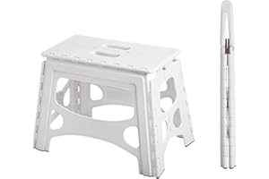 SHIMOYAMA Folding Step Stool, 13IN Step Stool for Adults, Collapsible Camping Stool for Indoor and Outdoor Use, Picnic, White