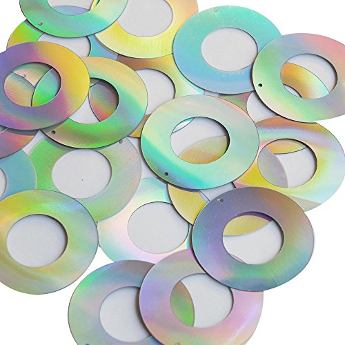 Silver Lazersheen Sequin Donut 1.5 inch Couture Paillettes. Made in USA. Loose sequins for embroidery, bridal, applique, arts, crafts, and embellishment