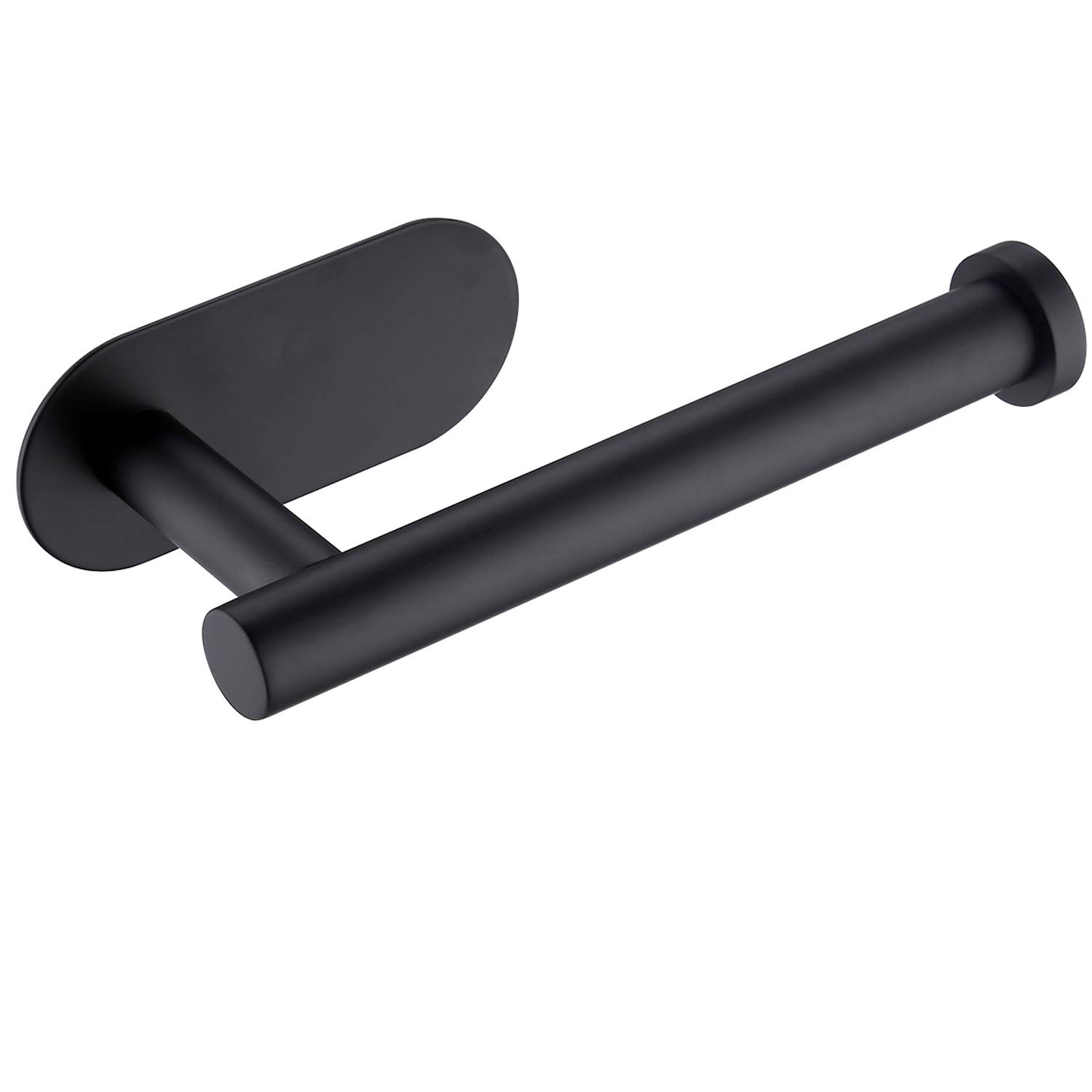 Toilet Roll Holder Self Adhesive, TCHEER Matte Black Chrome Paper Holder Wall Mount for Bathroom & Kitchen, No Drilling Required, Strong Adhesiveness and Chrome Stainless Steel (Matte Black)