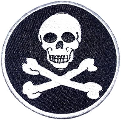 Jolly Roger Patch Iron on Sew on Pirate Flag Skull & Bones Pirates 3.35 Inch / 3.35 Inch