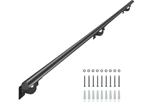 VEVOR Wall Mounted Stair Handrail, 6ft Pipe Staircase Handrail, Black Galvanized Aluminum, 1.26 inch Pipe Diameter, Indoor&Outdoor Staircase Railing,Industrial Hand Rail for Steps,Security Baluster