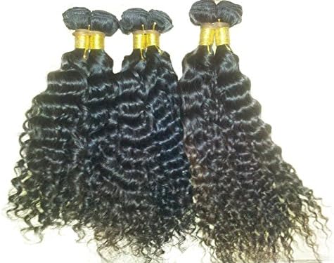 Pure Original Brazilian/Indian Virgin Remy Hair Grade A Natural Wave 100% Real Human Hair (Natural Black) (20", Deep wave)