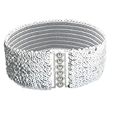 Interlock Buckle Sequin Decoration Elastic Cinch Waist Belt for Ladies
