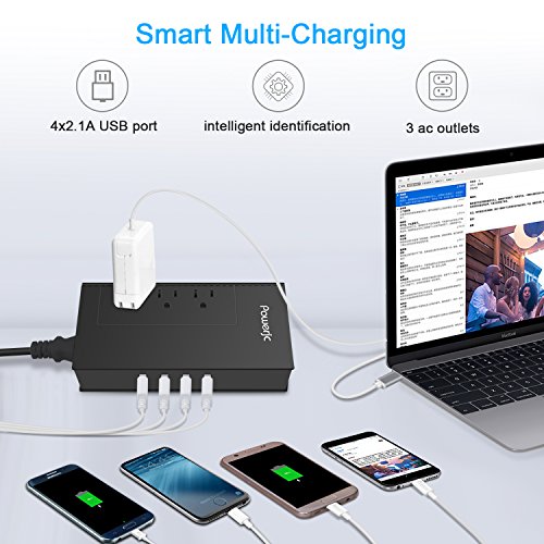 Travel Power Voltage Converter Adapter Rated Power 1875w 220V to 110V with 4 USB Smart Charging ETL Certification Powerjc Black - Thumbnail 2