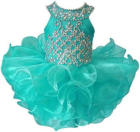HZCQ Toddlers Girls' National Crystal Tutu Pageant Mini Dresses 5 Mint