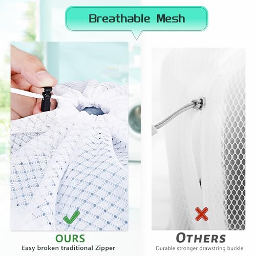 AiQInu Set of 2 Laundry Bag with Drawstring, Laundry Net for Washing Machine, Reusable Mesh Washing Bag, Washing Net, Fine for Washing Machine, 40 x 30 cm