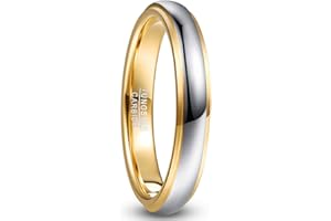 NUNCAD Wedding Band for Men Women Tungsten Carbide Ring 4mm/6mm/8mm High Polished Two-Tone Engagement Ring Step Edges Domed Comfort Fit Size 5-12