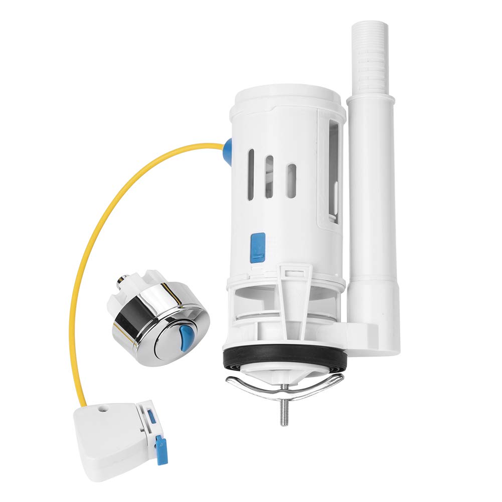 Deror Toilet Flush Valves Replacement Valve Kit ABS Plastic Toilet Fitting Push Button Dual Drain Flush Valve Water Tank Accessory (Siamese Drain Valve)