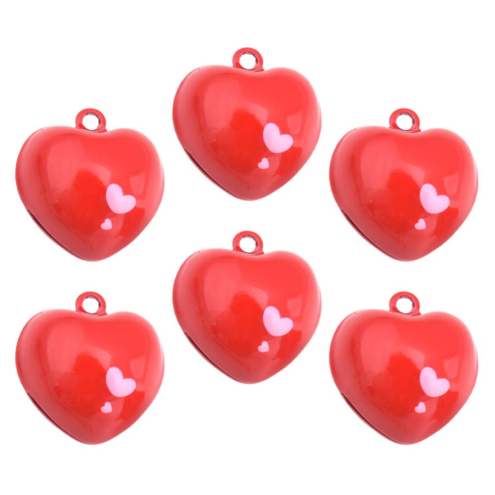 TOYANDONA 6Pcs Heart Shape Craft Bells Copper Bells Mini Small Good Luck Feng Shui Charms Pendents For DIY Crafts