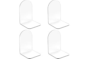 MerryNine Clear Book Ends 4pcs, Arch Acrylic Bookends for Shelves, Non-Slip Bookend Decorative for Heavy Duty Books, Books Ho